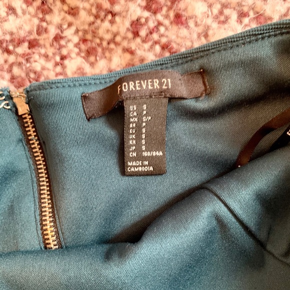 Forever 21 Green/ Teal Strapless Mini Dress - Picture 7 of 9